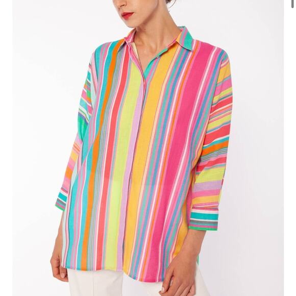 Vilagallo Louise Caicos striped button down top - Picture 1 of 7